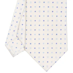 CRAVATTA SARTORIALE CLASSICA IN SETA BIANCA Microfantasia fiore