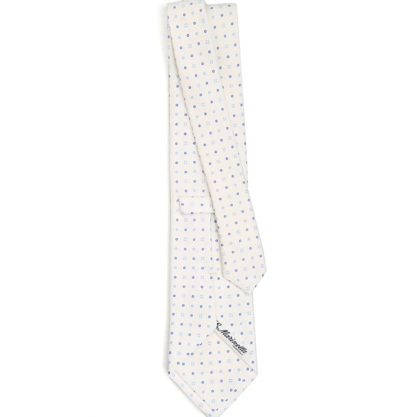 CRAVATTA SARTORIALE CLASSICA IN SETA BIANCA Microfantasia fiore
