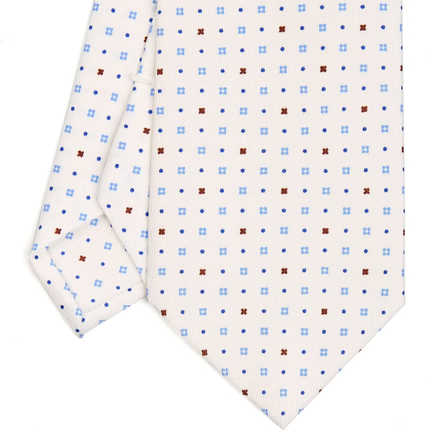 CRAVATTA SARTORIALE CLASSICA IN SETA BIANCA Microfantasia fiore