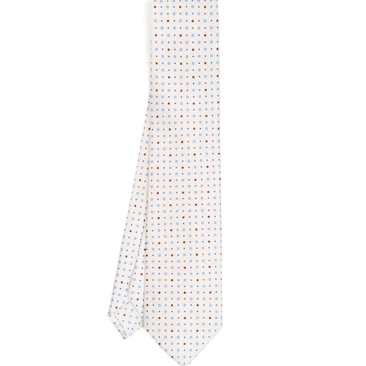 CRAVATTA SARTORIALE CLASSICA IN SETA BIANCA Microfantasia fiore