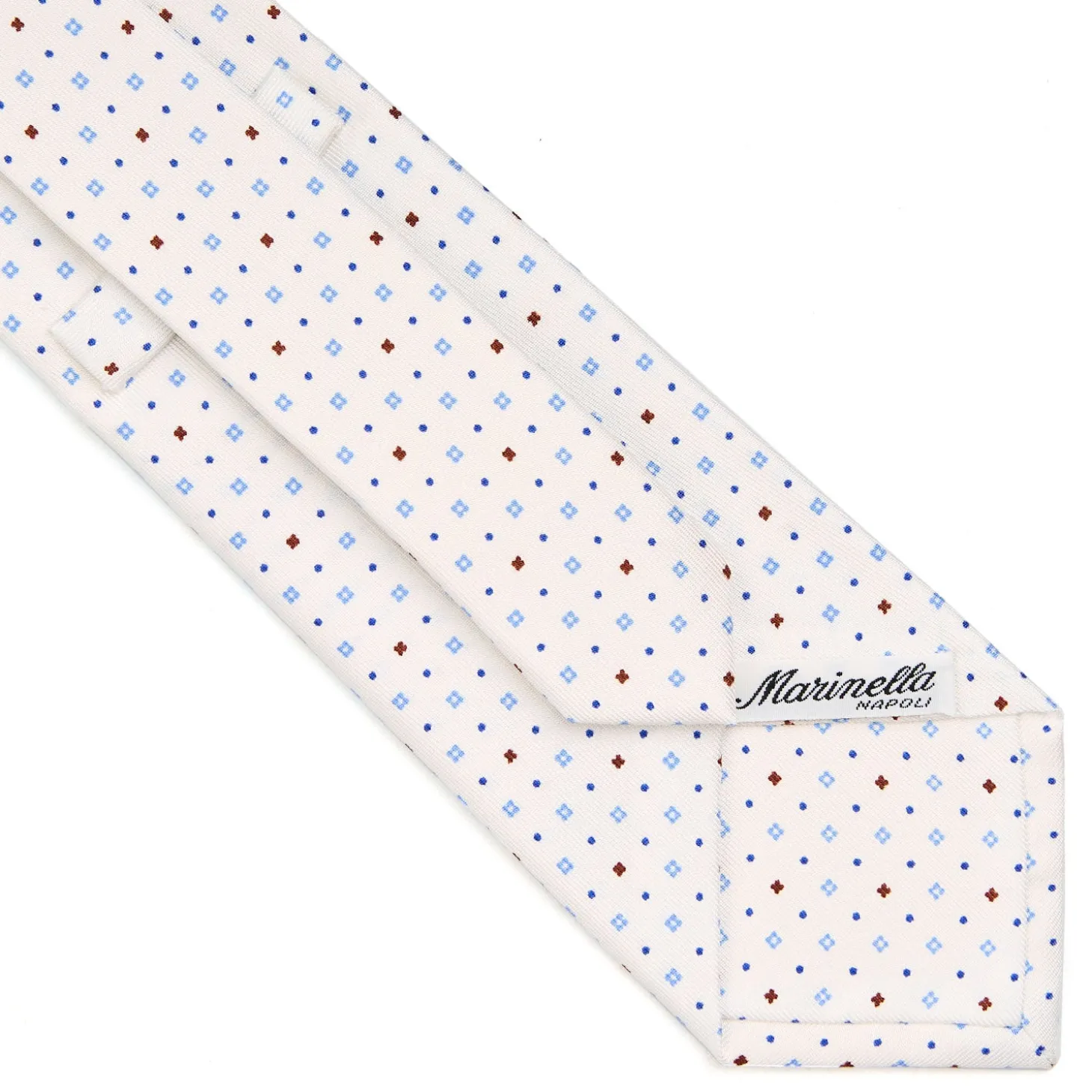 CRAVATTA SARTORIALE CLASSICA IN SETA BIANCA Microfantasia fiore