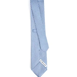 CRAVATTA SARTORIALE CLASSICA IN SETA BLU Microfantasia m geometrica