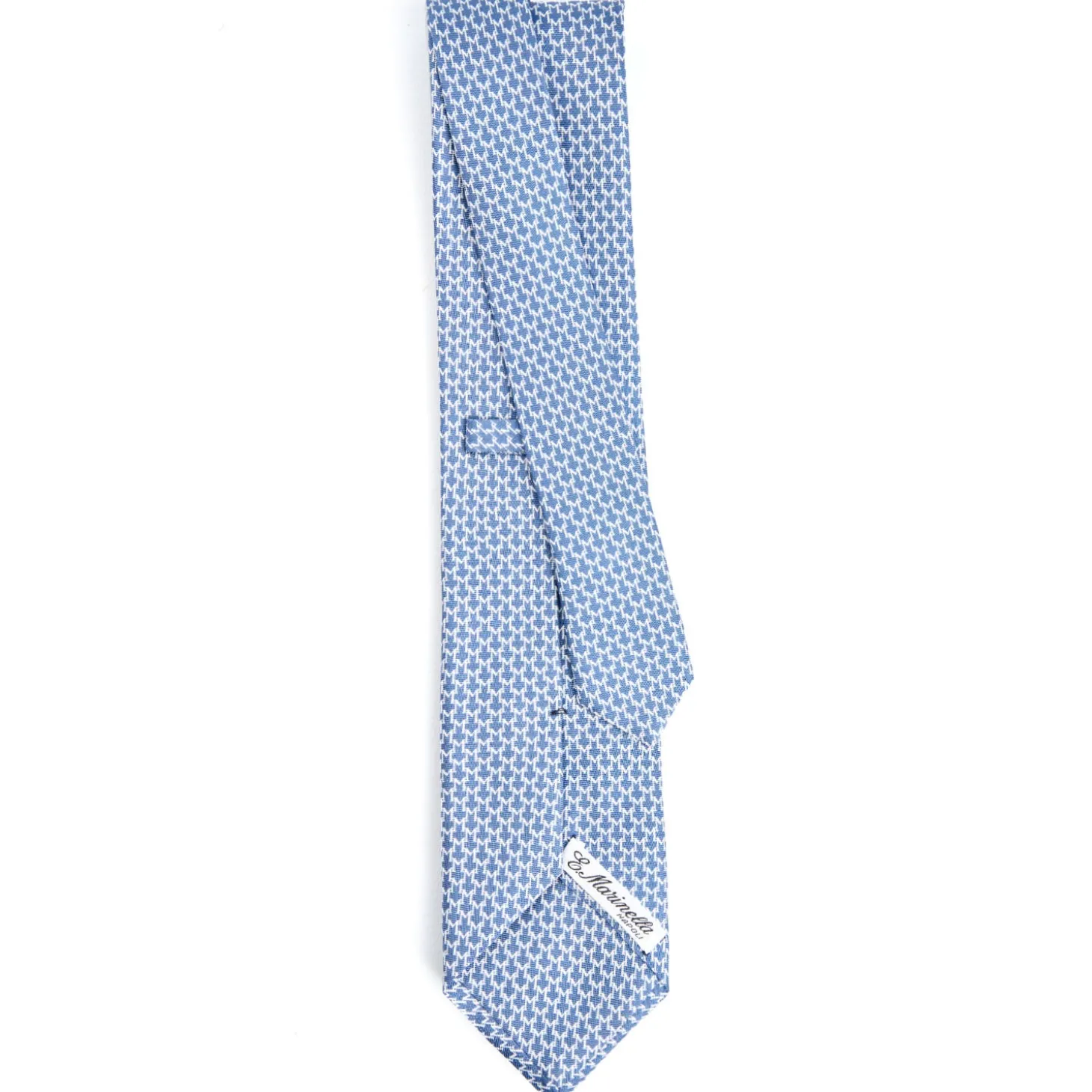 CRAVATTA SARTORIALE CLASSICA IN SETA BLU Microfantasia m geometrica
