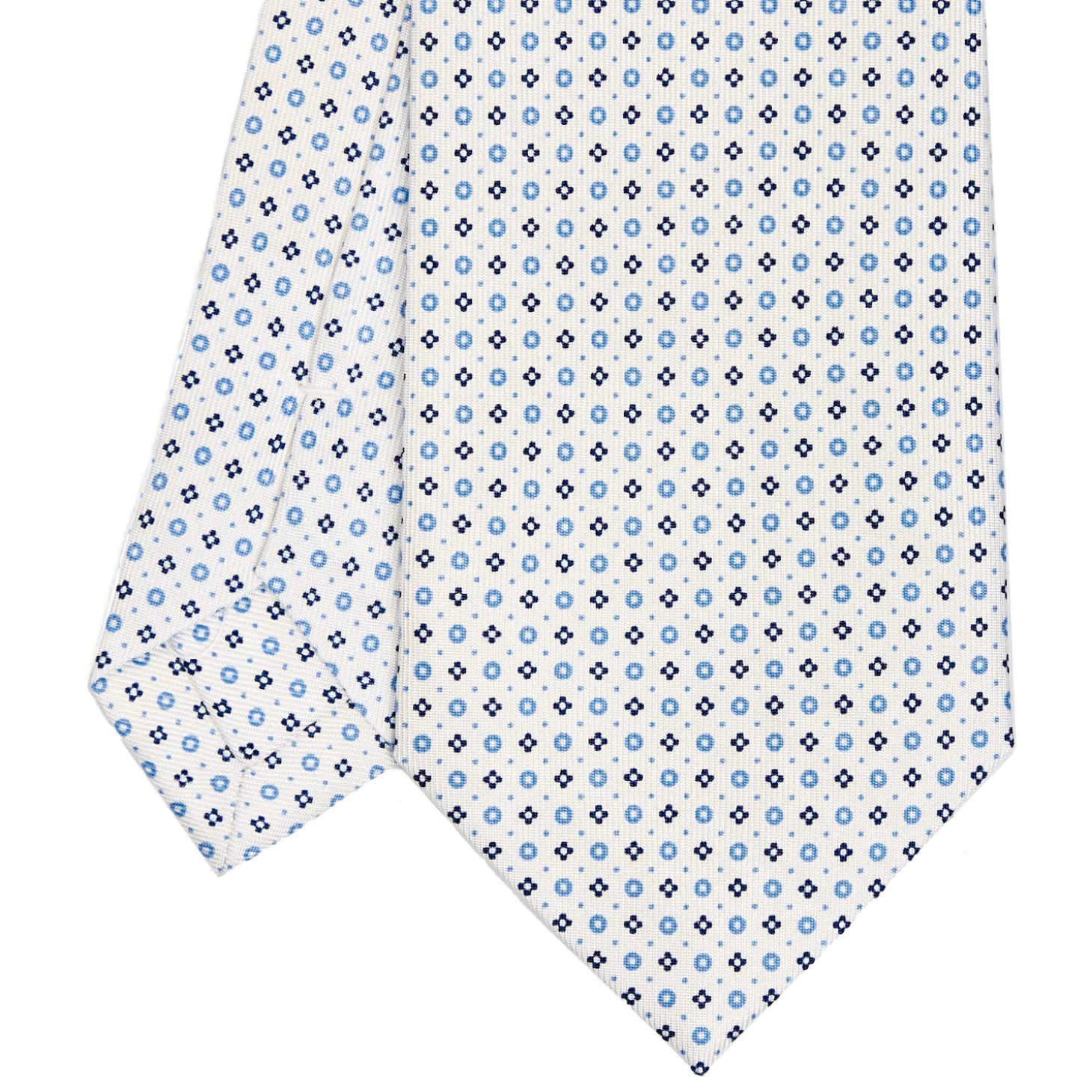 CRAVATTA SARTORIALE CLASSICA IN SETA BIANCA Microfantasia fiore