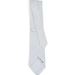 CRAVATTA SARTORIALE CLASSICA IN SETA BIANCA Microfantasia fiore