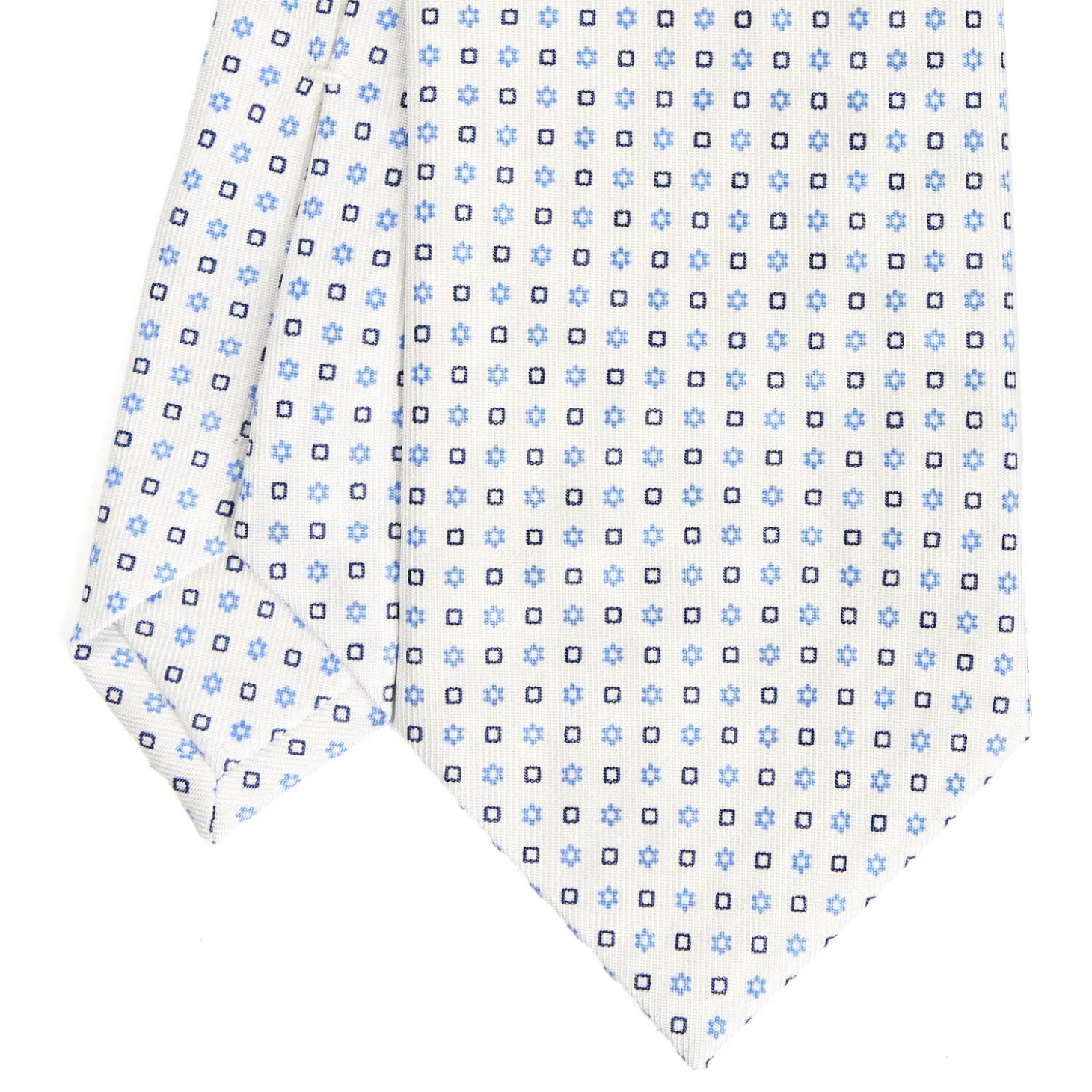 CRAVATTA SARTORIALE CLASSICA IN SETA BIANCA Microfantasia fiore