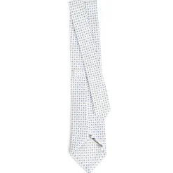 CRAVATTA SARTORIALE CLASSICA IN SETA BIANCA Microfantasia fiore