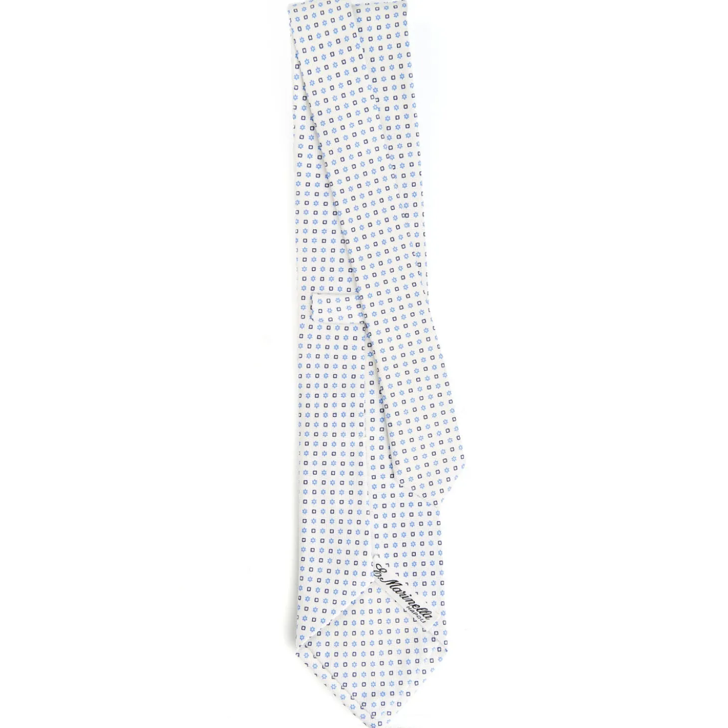 CRAVATTA SARTORIALE CLASSICA IN SETA BIANCA Microfantasia fiore