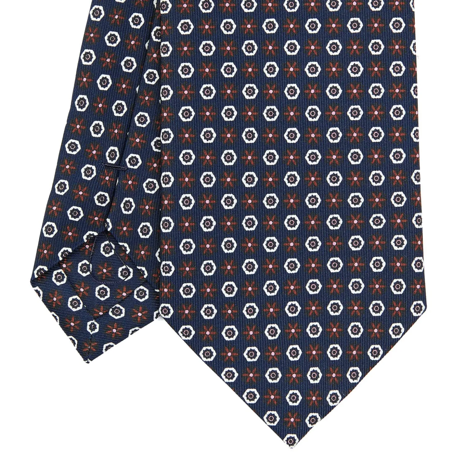CRAVATTA SARTORIALE CLASSICA IN SETA BLU SCURO Microfantasia fiore