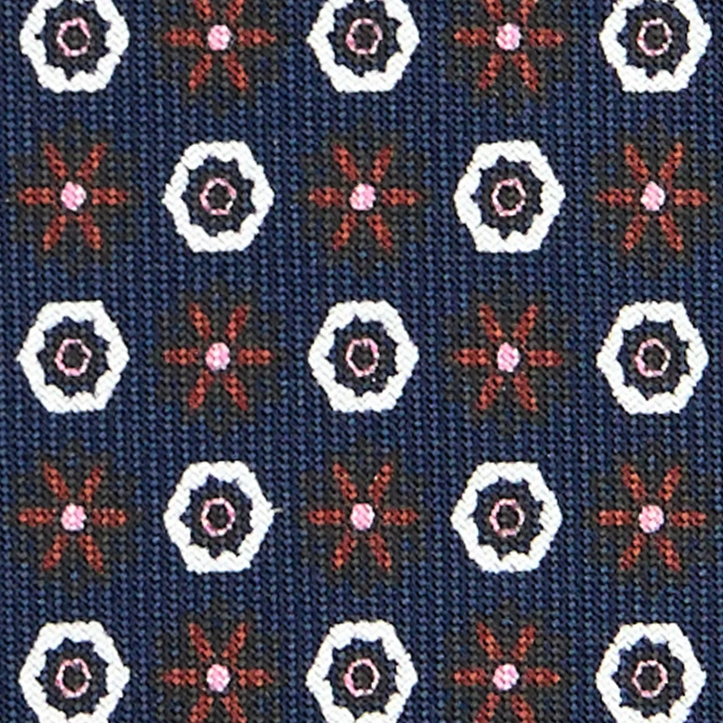 CRAVATTA SARTORIALE CLASSICA IN SETA BLU SCURO Microfantasia fiore