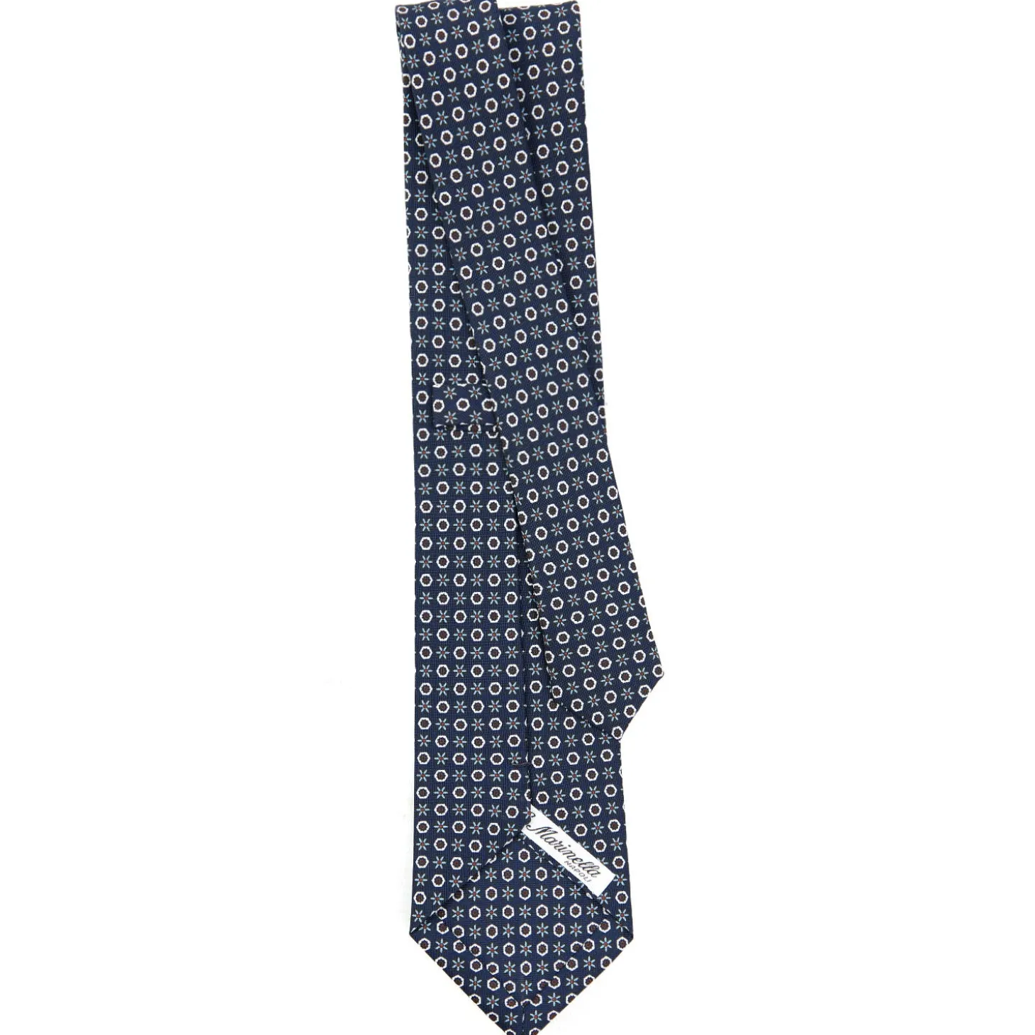 CRAVATTA SARTORIALE CLASSICA IN SETA BLU SCURO Microfantasia fiore