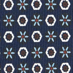CRAVATTA SARTORIALE CLASSICA IN SETA BLU SCURO Microfantasia fiore