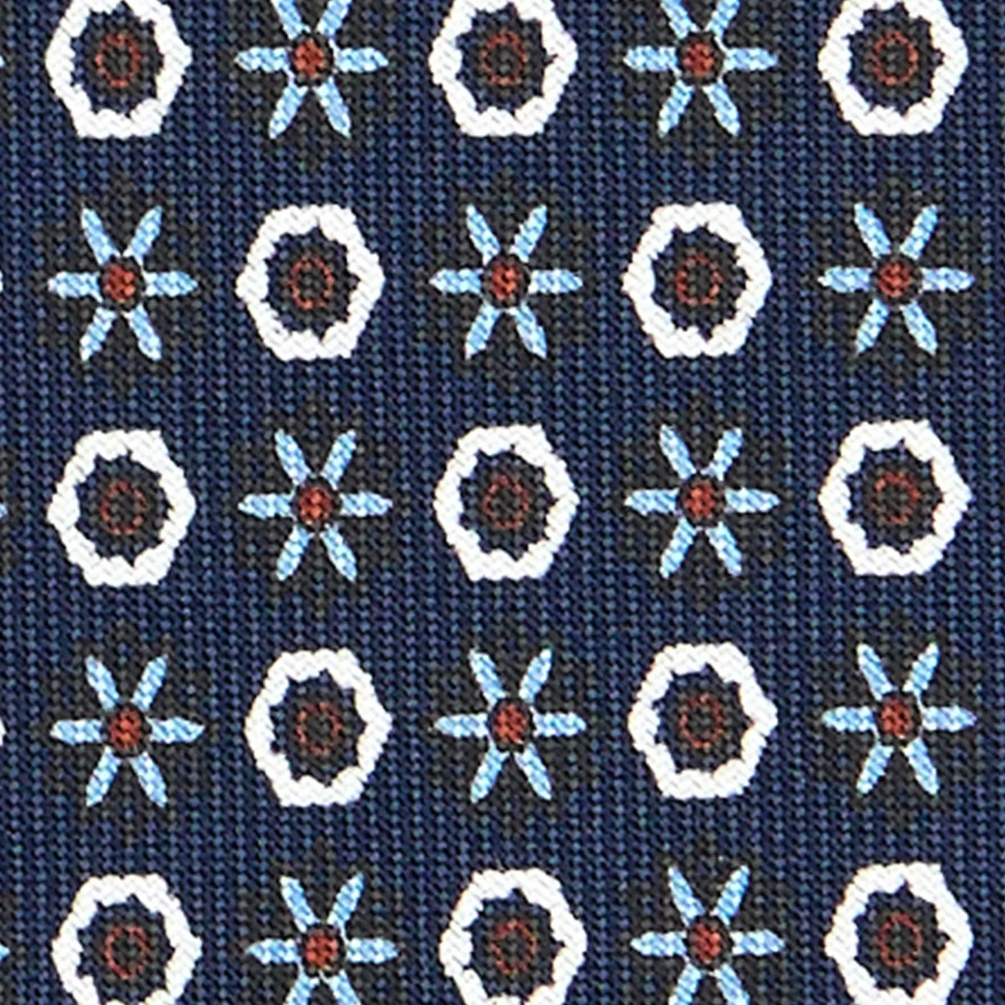 CRAVATTA SARTORIALE CLASSICA IN SETA BLU SCURO Microfantasia fiore