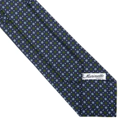 CRAVATTA SARTORIALE CLASSICA IN SETA BLU SCURO Microfantasia fiore