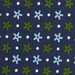 CRAVATTA SARTORIALE CLASSICA IN SETA BLU SCURO Microfantasia fiore