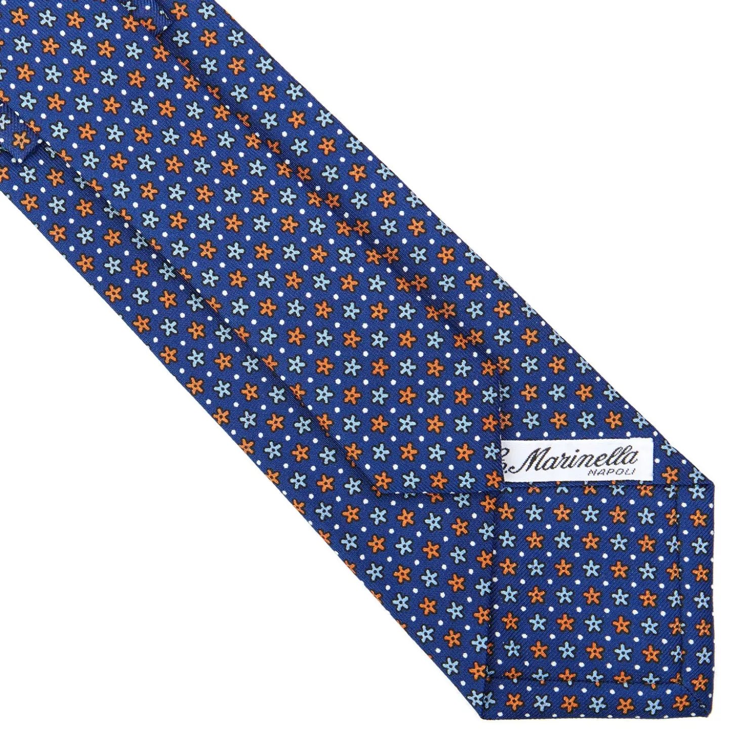 CRAVATTA SARTORIALE CLASSICA IN SETA BLU Microfantasia fiore
