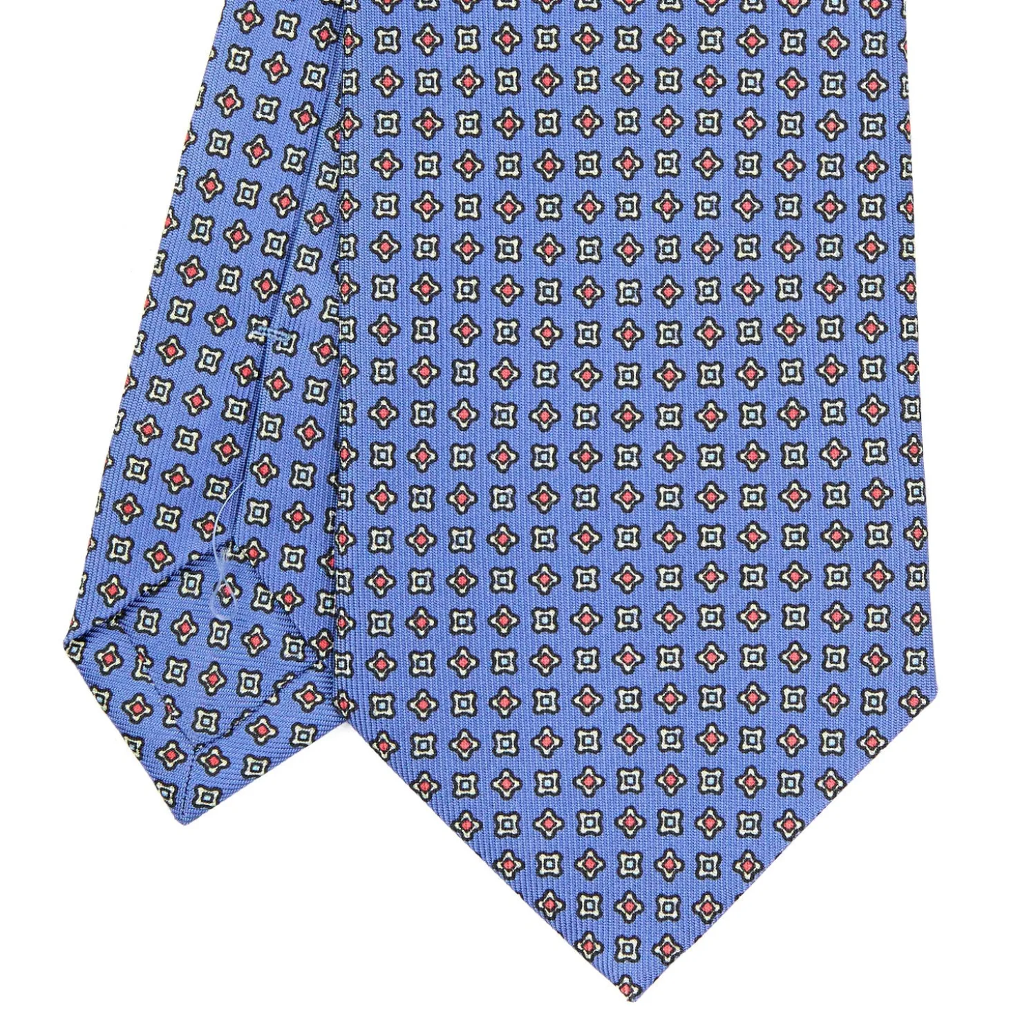 CRAVATTA SARTORIALE CLASSICA IN SETA AZZURRO POLVERE Microfantasia fiore