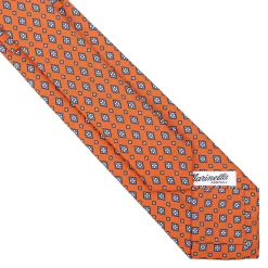 CRAVATTA SARTORIALE 7 CM IN SETA ARANCIONE Microfantasia fiore