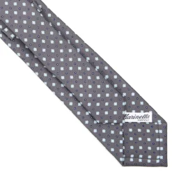 CRAVATTA SARTORIALE 7 CM IN SETA GRIGIO SCURO Microfantasia fiore