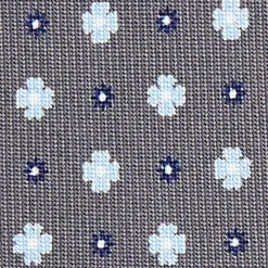CRAVATTA SARTORIALE 7 CM IN SETA GRIGIO SCURO Microfantasia fiore