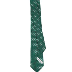 CRAVATTA SARTORIALE 7 CM IN SETA VERDE SCURO Microfantasia fiore