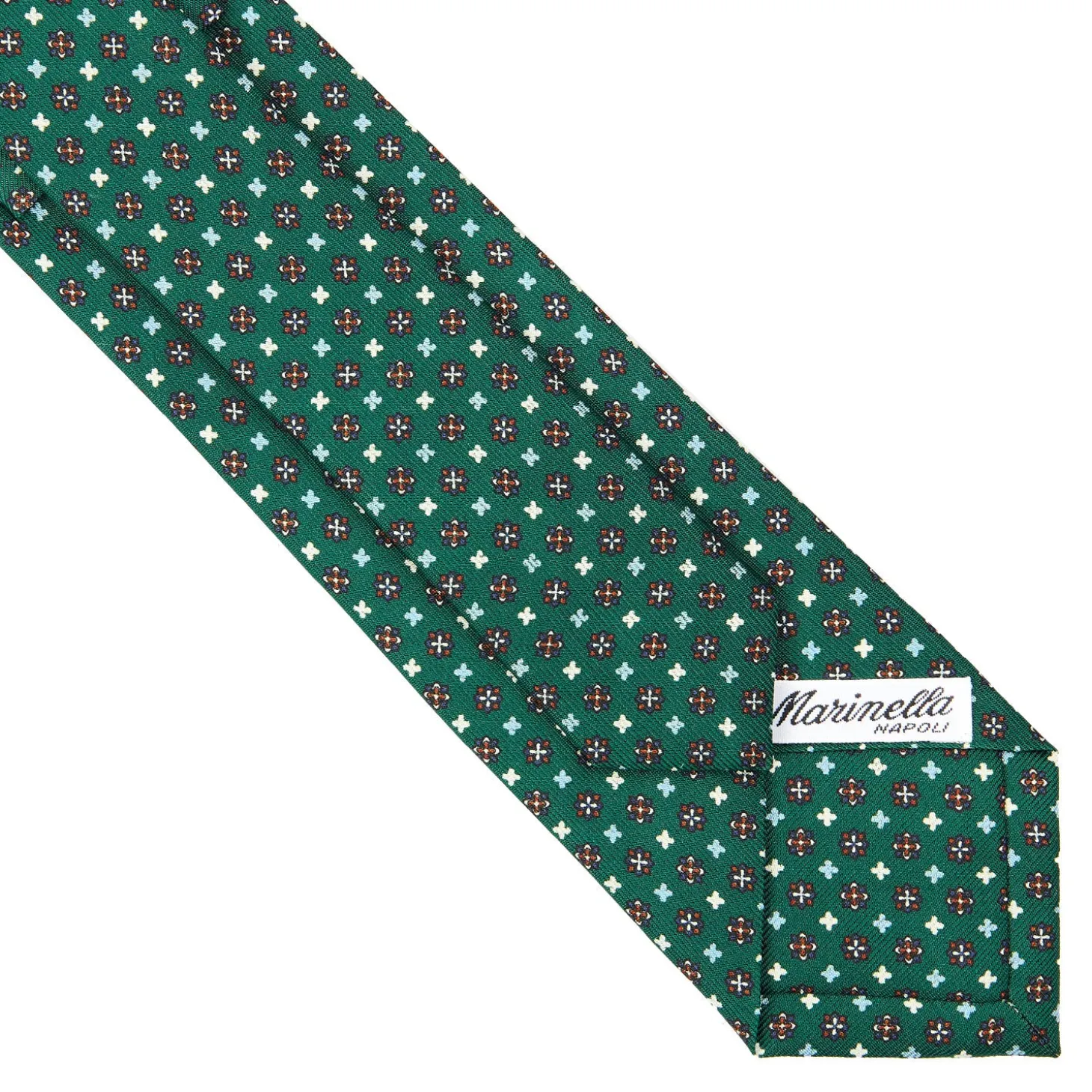 CRAVATTA SARTORIALE 7 CM IN SETA VERDE SCURO Microfantasia fiore