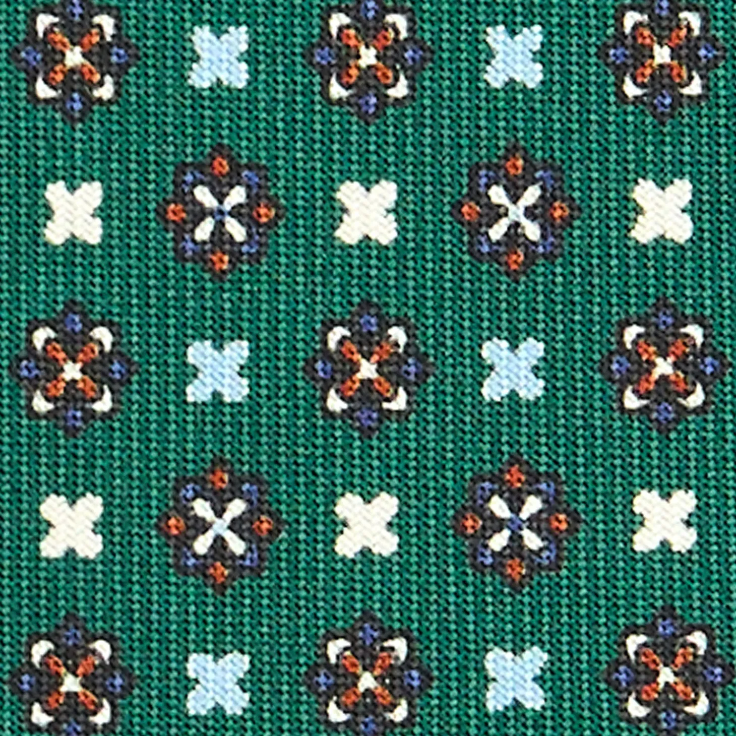 CRAVATTA SARTORIALE 7 CM IN SETA VERDE SCURO Microfantasia fiore