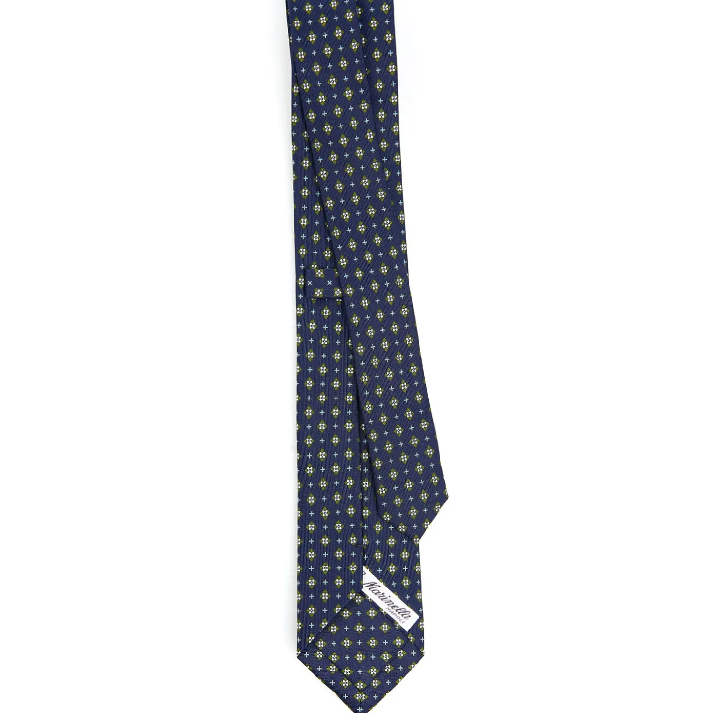 CRAVATTA SARTORIALE 7 CM IN SETA BLU SCURO Microfantasia fiore