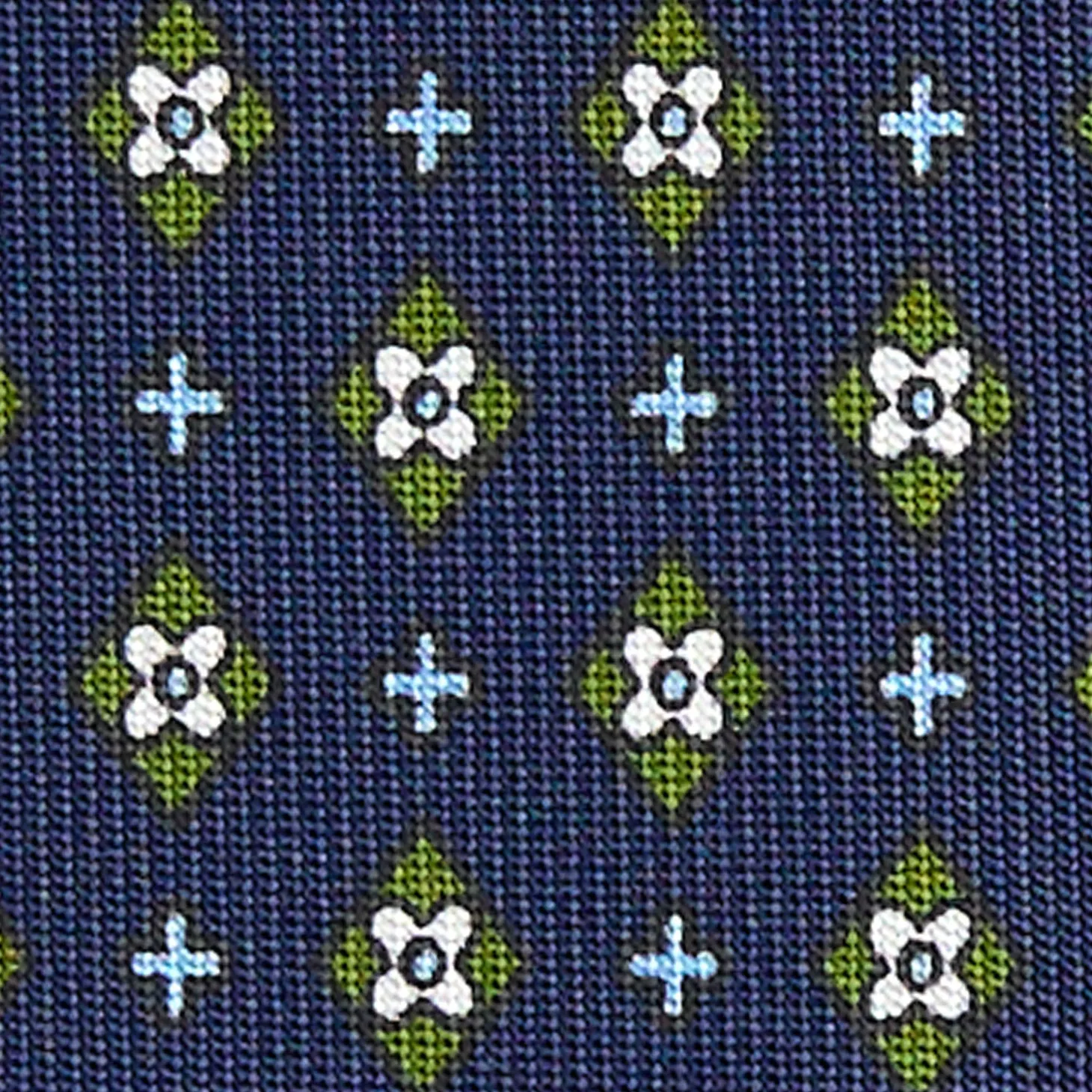 CRAVATTA SARTORIALE 7 CM IN SETA BLU SCURO Microfantasia fiore