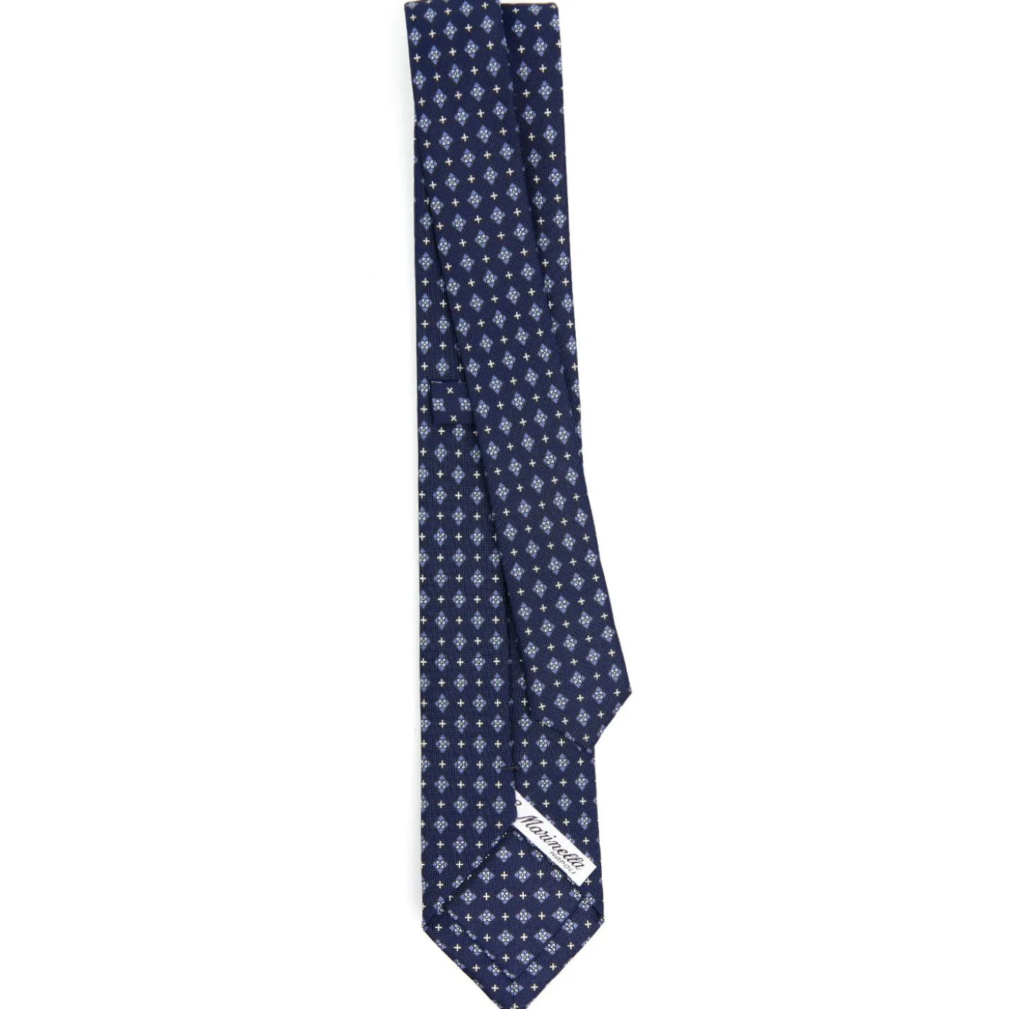 CRAVATTA SARTORIALE 7 CM IN SETA BLU SCURO Microfantasia fiore