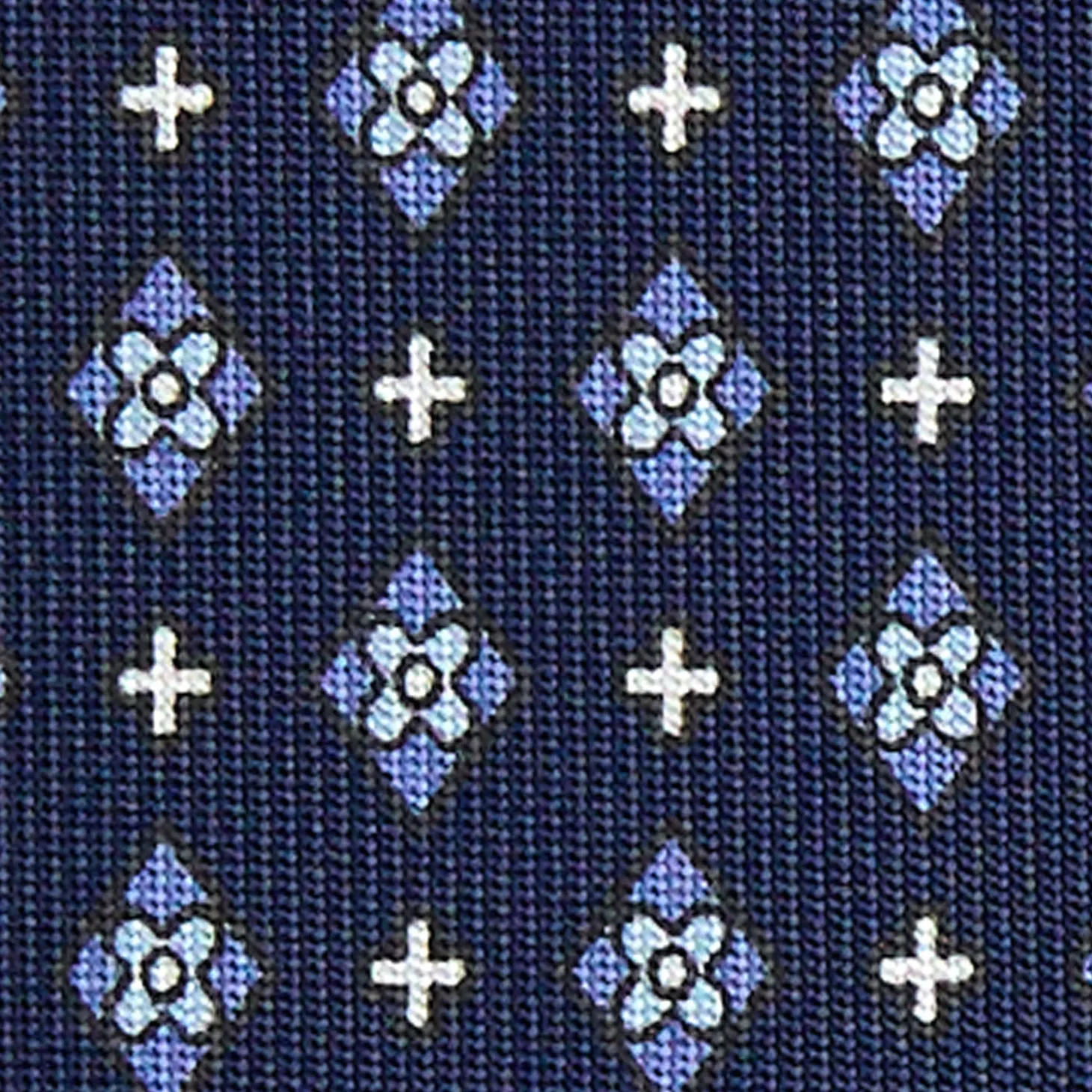 CRAVATTA SARTORIALE 7 CM IN SETA BLU SCURO Microfantasia fiore