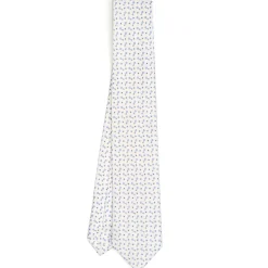 CRAVATTA SARTORIALE 7 CM IN SETA BIANCA Microfantasia fiore