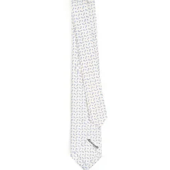 CRAVATTA SARTORIALE 7 CM IN SETA BIANCA Microfantasia fiore