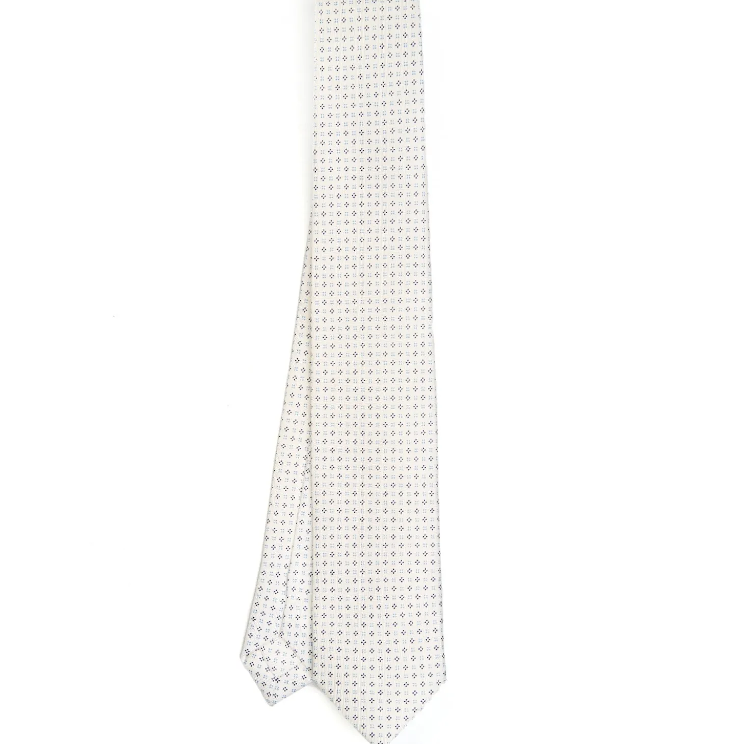 CRAVATTA SARTORIALE 7 CM IN SETA BIANCA Microfantasia fiore