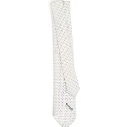 CRAVATTA SARTORIALE 7 CM IN SETA BIANCA Microfantasia fiore