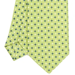 CRAVATTA SARTORIALE 7 CM IN SETA VERDE CHIARO Microfantasia fiore