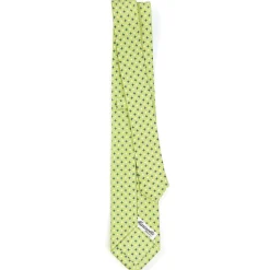 CRAVATTA SARTORIALE 7 CM IN SETA VERDE CHIARO Microfantasia fiore