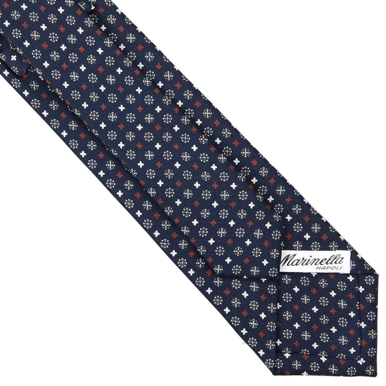 CRAVATTA SARTORIALE 7 CM IN SETA BLU SCURO Microfantasia fiore