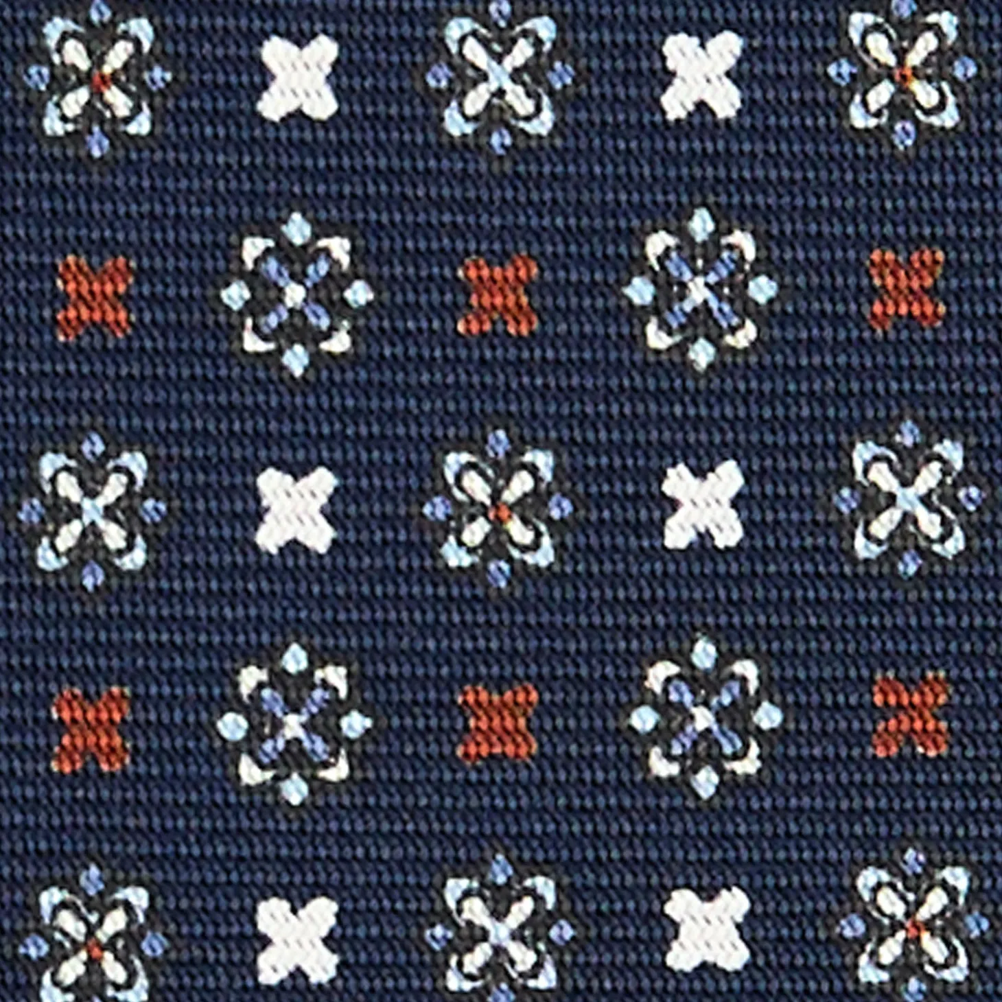 CRAVATTA SARTORIALE 7 CM IN SETA BLU SCURO Microfantasia fiore