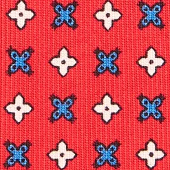 CRAVATTA SARTORIALE 7 CM IN SETA ROSSA Microfantasia fiore