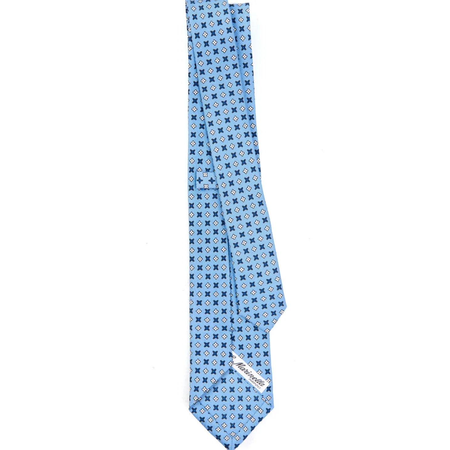 CRAVATTA SARTORIALE 7 CM IN SETA AZZURRA Microfantasia fiore