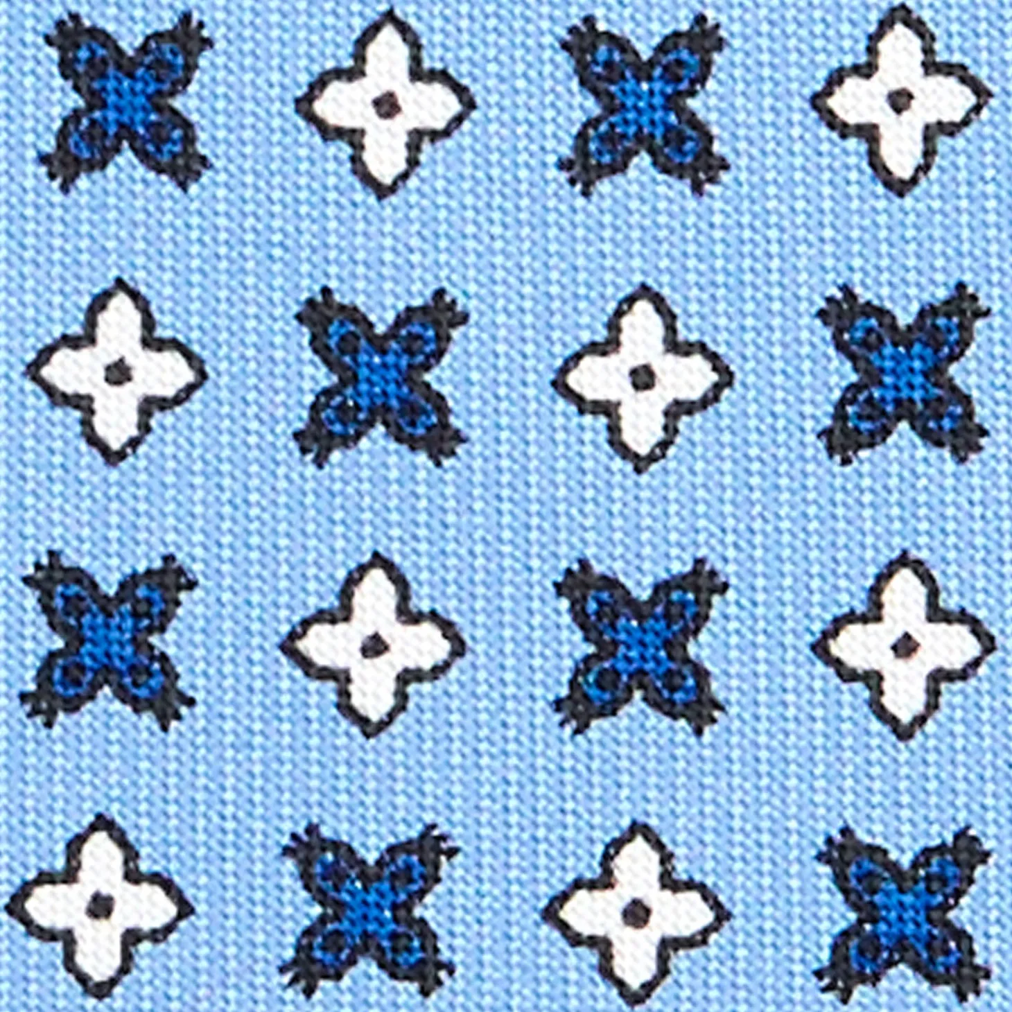 CRAVATTA SARTORIALE 7 CM IN SETA AZZURRA Microfantasia fiore