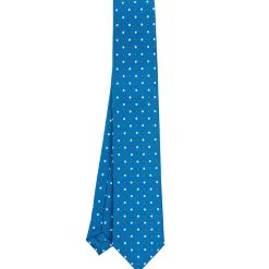 CRAVATTA SARTORIALE 7 CM IN SETA BLU MEDIO Microfantasia fiore