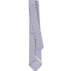 CRAVATTA SARTORIALE 7 CM IN SETA GRIGIO CHIARO Microfantasia fiore