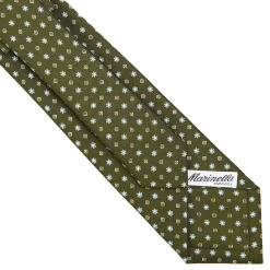 CRAVATTA SARTORIALE 7 CM IN SETA VERDE OLIVA Microfantasia fiore