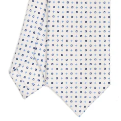 CRAVATTA SARTORIALE 7 CM IN SETA BIANCA Microfantasia fiore