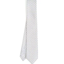 CRAVATTA SARTORIALE 7 CM IN SETA BIANCA Microfantasia fiore
