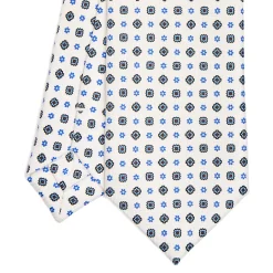 CRAVATTA SARTORIALE 7 CM IN SETA BIANCA Microfantasia fiore