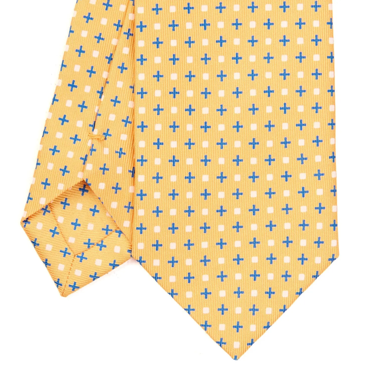 CRAVATTA SARTORIALE 7 CM IN SETA GIALLA Microfantasia fiore
