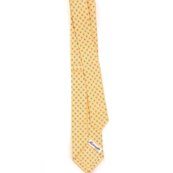 CRAVATTA SARTORIALE 7 CM IN SETA GIALLA Microfantasia fiore